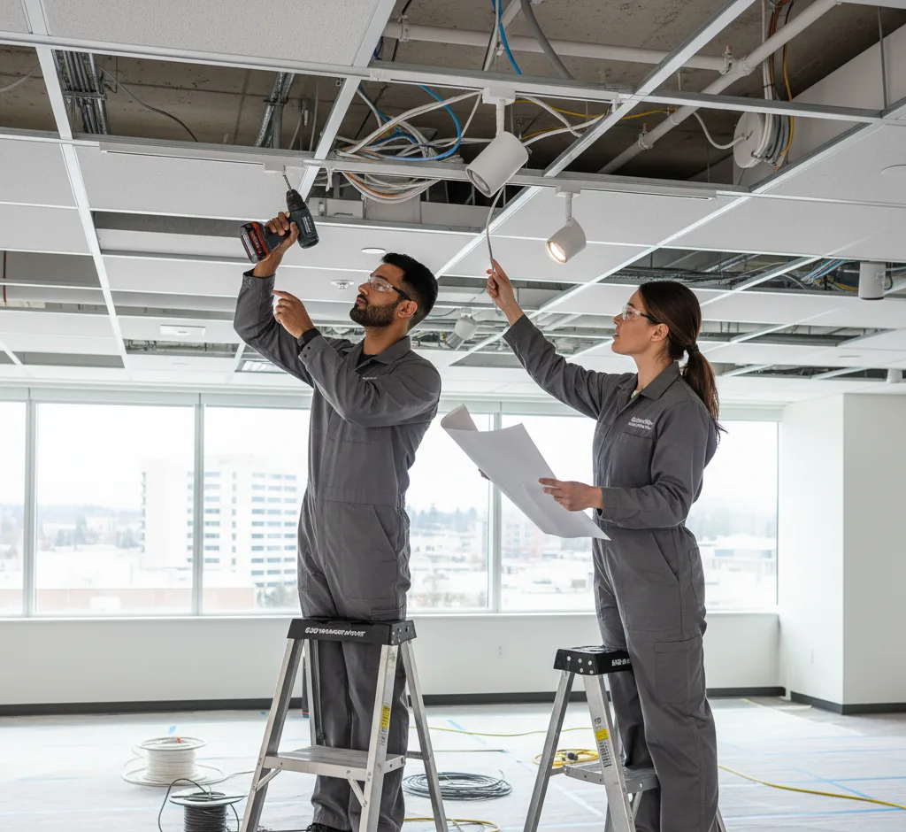 A high-capacity electrical distribution panel installed by a professional Commercial Electrician Kamloops.